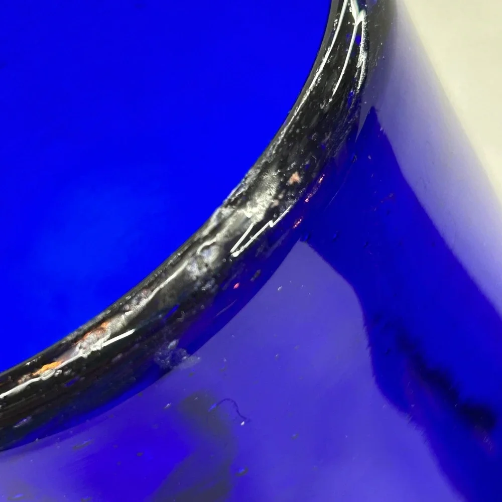 Hand Blown Cobalt Blue Art Glass Tumblers Set 3‎ Twisted Mexican Drunken Glasses